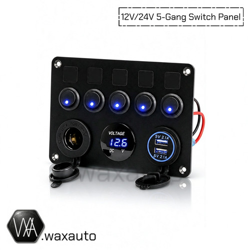 Gang switch panel 12v 24v - 5, 12v/24v