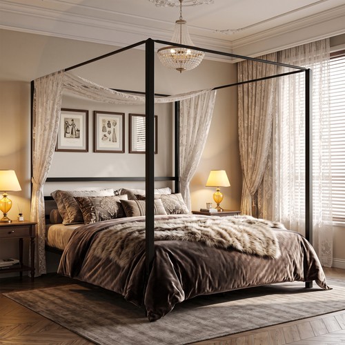 Full size metal canopy bed - metal,