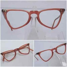 Vintage Spectacles Cats Eye 1960s Glasses Frames Peach Plastic Ladies 60s