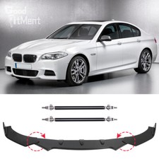 Glossy Black Front Bumper Lip Spoiler + Strut Rods For 5 Series E60 E61 F10 F11