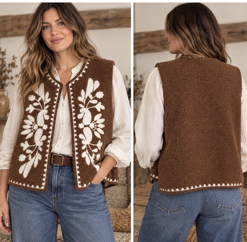 Hippie brown embroidered - brown,