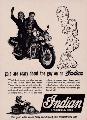 1958 indian motorcycle - indian, ad