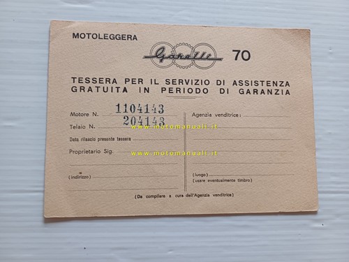 Garelli original warranty - original,