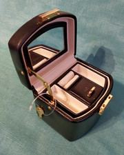 Dulwich Designs Small Black Leather Jewellery Box Lockable Ideal for Travel