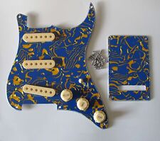 Strat/ST Pickguard Set Blue Shell w/ Cream Pickup Covers,Knobs,Switch Tip!