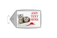 Lovely Kittens Christmas Personalised Keyring