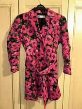 BNWOT ZARA BLACK PINK FLORAL PRINT BELTED DRESS SIZE small