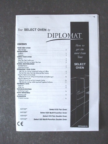 Diplomat select oven 610 620 - select,