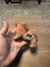 hand-carved soapstone lion figurine Pink