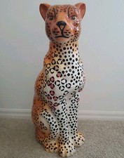 Vintage Ceramic Leopard Statue