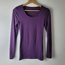 M&S Heatgen Women Size 6 Purple Fleece Stretch Sweatshirt Top Casual Warm Winter