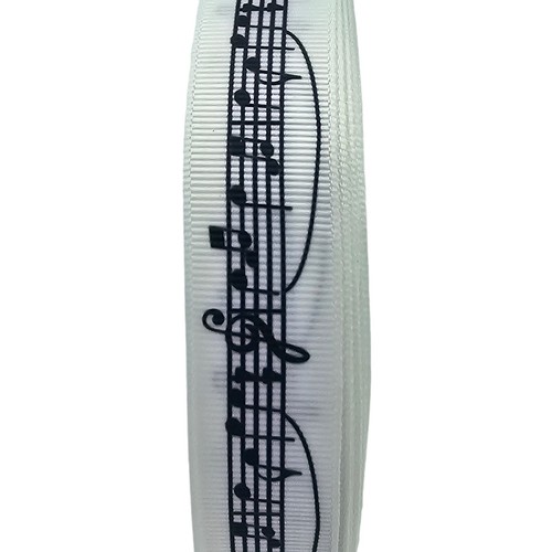 Music notes ribbon 20mm width - music,