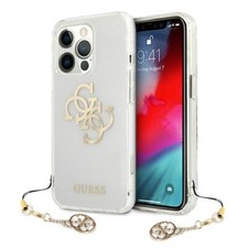 Genuine Guess Charmed 4G Gold Logo Impact Case  iPhone 13 Pro - Transparent