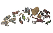 VINTAGE PAINTED LEAD FARM FIGURES & ANIMALS BRITAINS TIMPO CRESCENT MIXED LOT