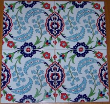 4 8"x8" Turkish Iznik Red