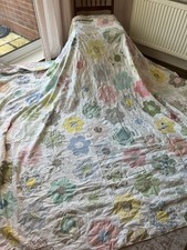 Vintage Patchwork Bedspread~ Hexagon ~Cotton~Laura Ashley