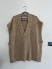 Camel Knit Vest Sleeveless Chunky V-Neck Jumper Minimal Layering Piece – Zara XL