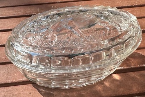 Vintage oval glass lidded - glass,