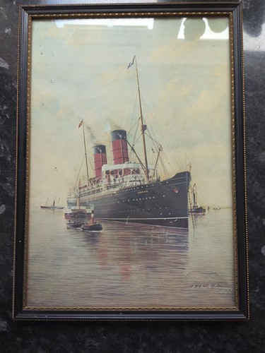 Framed rms campania - campania, cunard