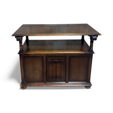 ANTIQUE OAK MONKS BENCH LINENFOLD C1940s VINTAGE