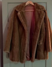Tissavel Faux Fur Vintage 60's ChesnutBrown-Beige Long Sleeve Coat Size 16 *Read