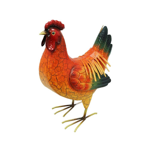 Metal red hen lifesize - metal,