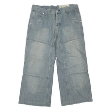 BOY & GIRL Mens Light Blue Regular Wide-Leg Denim Jeans W36 L26 Cotton Blend Zip