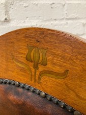 Antique Art Nouveau Arts & Crafts Library Chair Office Armchair (Can Deliver)