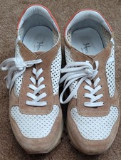 Homers Sneakers Shoes White Leather Tan Suede Trim 39 1/2 US 9.5 $488