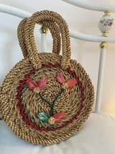 Vintage round Raffia Handbag