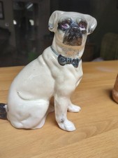 Antique Pug Dog with Bowtie Figurine Staffordshire