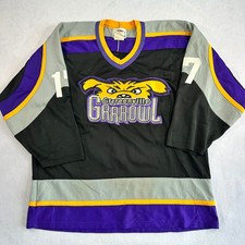 Easton Grrreenville Grrrowl Ice Hockey Jersey Mens L Black ECHL Adams #17 VTG