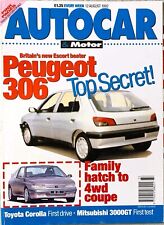 AUTOCAR MAGAZINE 12-AUG-92 - BMW 318iS Coupe E36, Mitsubishi 3000GT, Peugeot 306