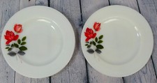 2x Vintage 1960s Pyrex JAJ “June Rose” Milk Glass Dessert Plates – 21.5cm – Rare