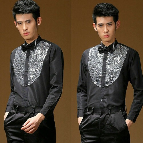 Men sequin glitter shirt - glitter,
