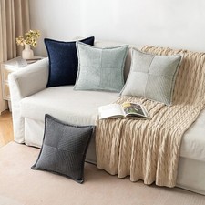 Corduroy Cushion Covers Pack of 2 Decorative Modern Patchwork Throw Pillow Cover
