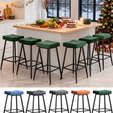 Bar Stools Set of 4 Velvet/PU