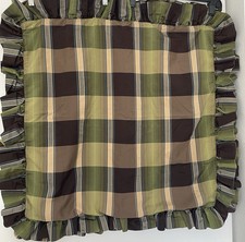 Legacy Vintage Silk Blend Ruffle Plaid Euro Sham 24” Set of 3 RARE!!