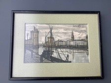 Pair of Bernard Buffet art prints La Rochelle scenes 1955