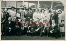 1950's Ferranti Factory Oldham Works Outing Coach in Background photo 5x3.5 Inch