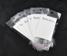 WHITE EARRING DISPLAY CARDS WITH SELF ADHESIVE BAGS ~ FASHION JEWELRY