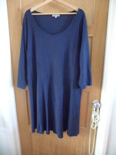 ROGERS & ROGERS SZ 28 PLUS NAVY TEXTURED FABRIC 3/4 SLEEVE STRETCH SKATER DRESS