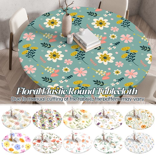 Floral round tablecloth fitted - round,