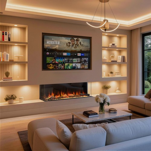 Media wall electric fire - wall, wifi