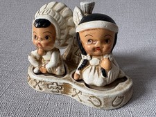 Fab Kitsch Native American Salt Pepper Toothpick Holder Cruet Set Teepee Vintage