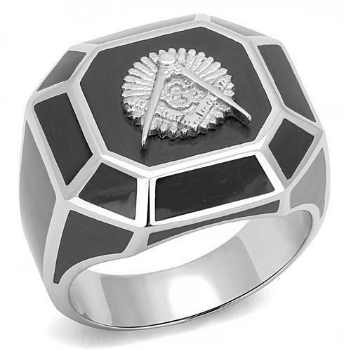 Mens black masonic ring signet