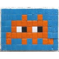 Pixel Monster Space Invader Orange Tiles Unframed Wall Art Poster