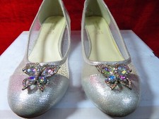 Monsoon Childrens silver sparkly block heel bridesmaid party shoes UK 4, EU 37