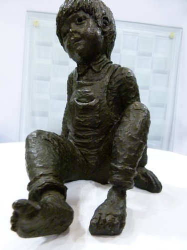 Cold cast bronze boy figurine - bronze,