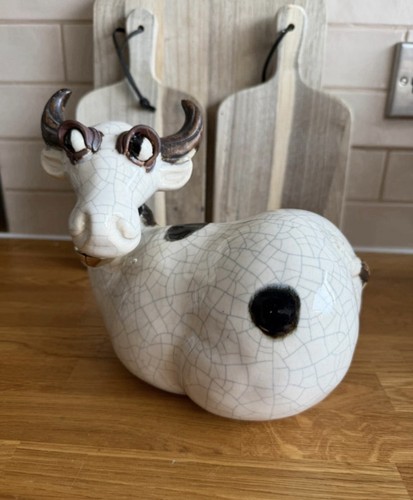 Raku crackle glaze cow - cow, ox